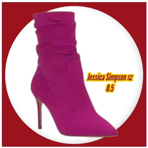 Jessica Simpson Siantar Pink Slouchy Pointed Toe Heeled Dress Booties NWT Sz 8.5 - Picture 2 of 15